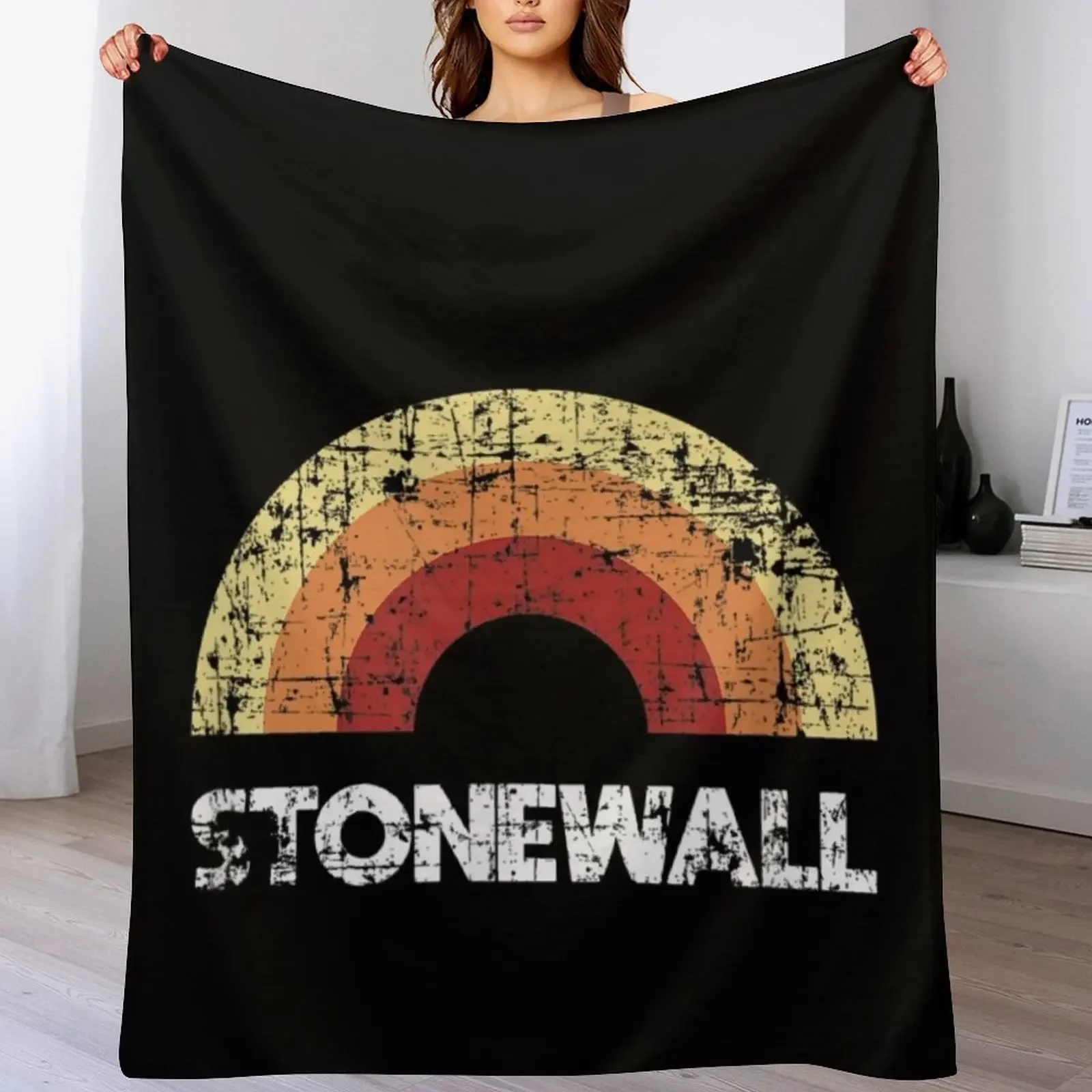 stonewall pride vintage rainbow retro shirt dark Throw Blanket Warm Napping Blanket for Office Couch Bed