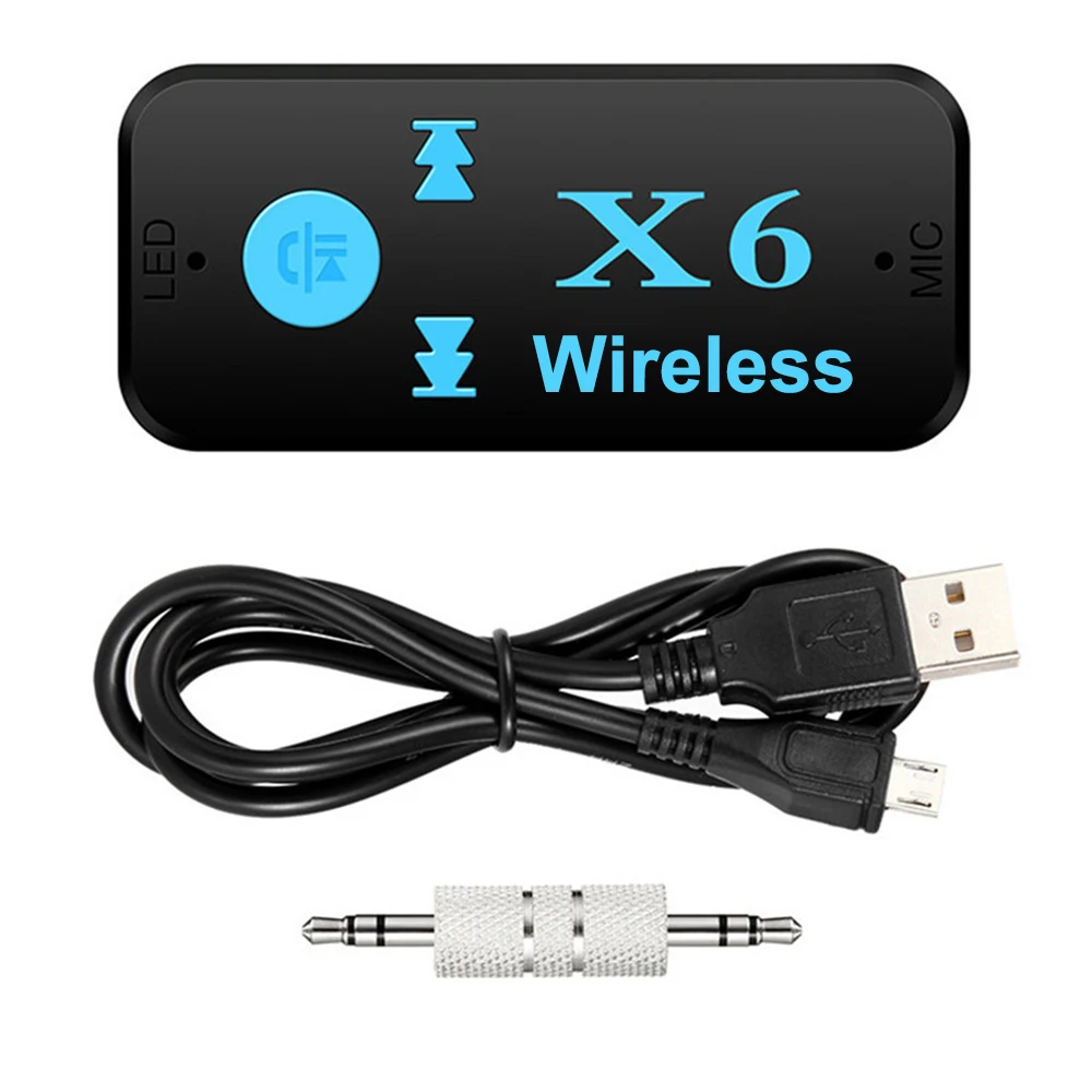 

3in1 Wireless Bluetooth-compatible Adapter X6 USB Receiver 3.5mmAudio Jack TF Card Reader MIC Call Support Car Speaker Headphone