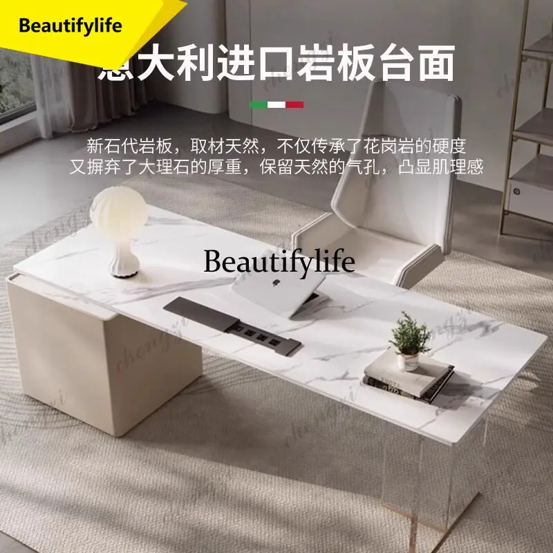 

A17 Nordic Sintered Stone Office Desk Modern Design Writing Desk Computer Executive Desk Floating Sense Office Furniture mueble