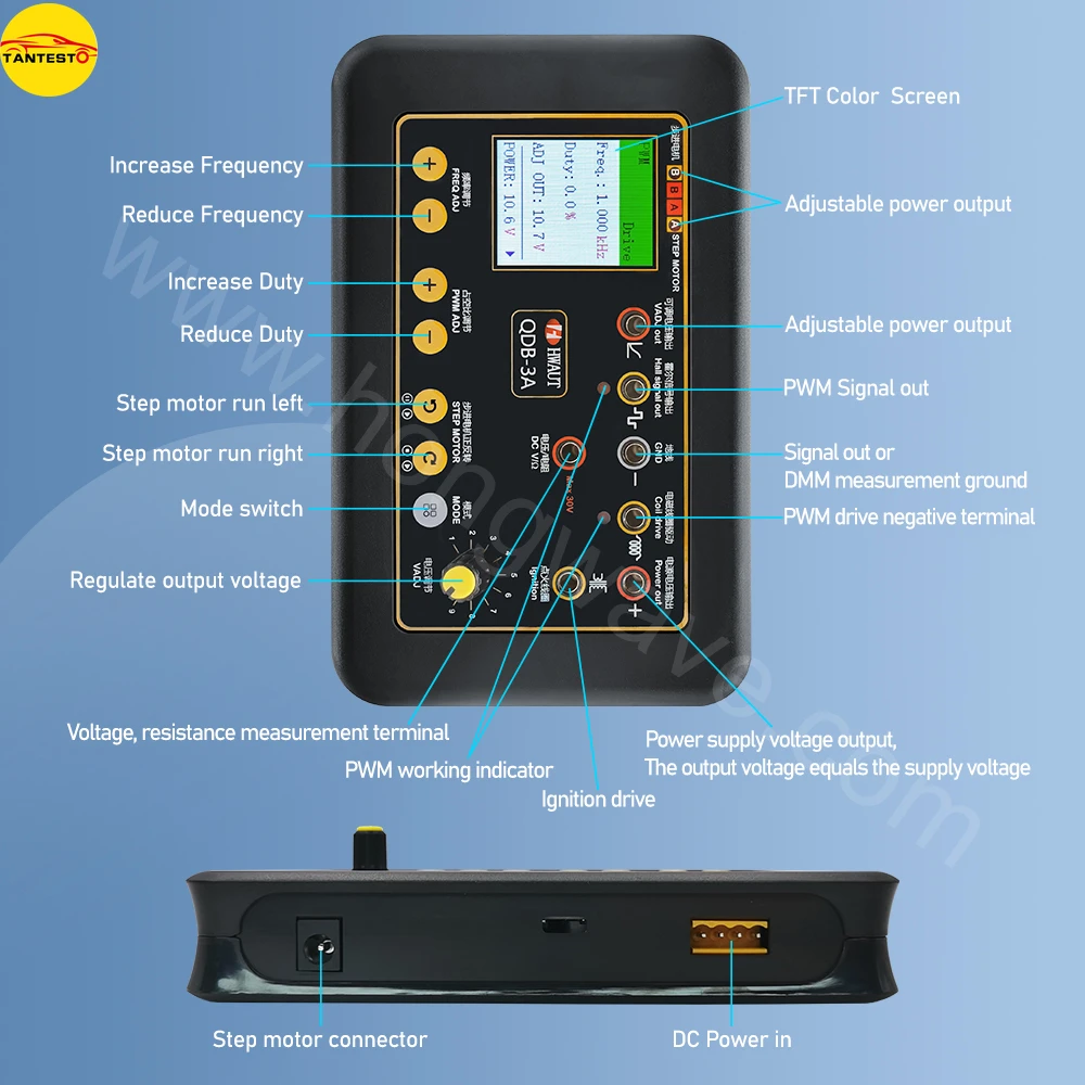 QDB-3A 2A Auto Ignition Coil Tester Car Idle Stepper Motor Solenoid Valve Injector Actuator Fault Detector Driver PWM Generator