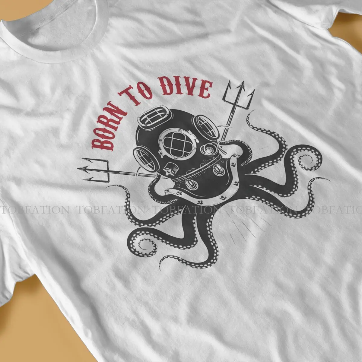 Dive Scuba Diving TShirt for Men Octopus with Diver Helmet Soft Leisure Tee T Shirt Novelty New Design Fluffy