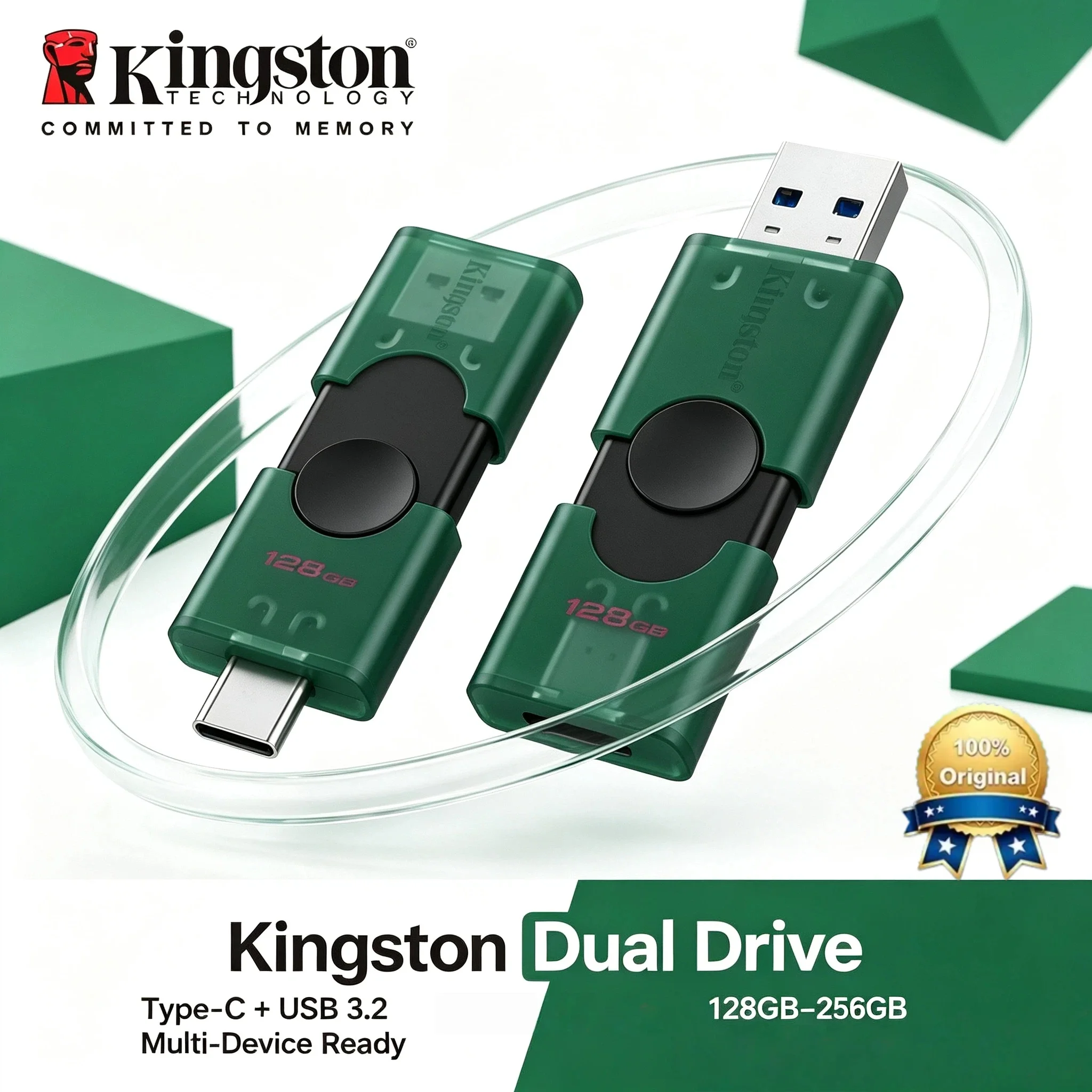 

Kingston DTDEG2 Dual OTG USB 3.2 Flash Drive 256GB 128GB Type C A Memory Stick for iPhone 16 15 Original U Disk Pro