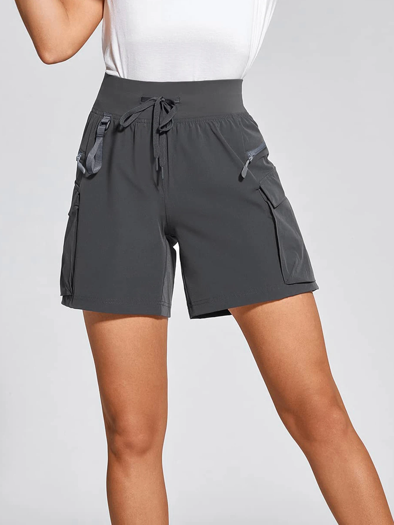 

Womens Cargo Shorts Zipper Workwear Capri Length in Spring Colors Navy Blue S