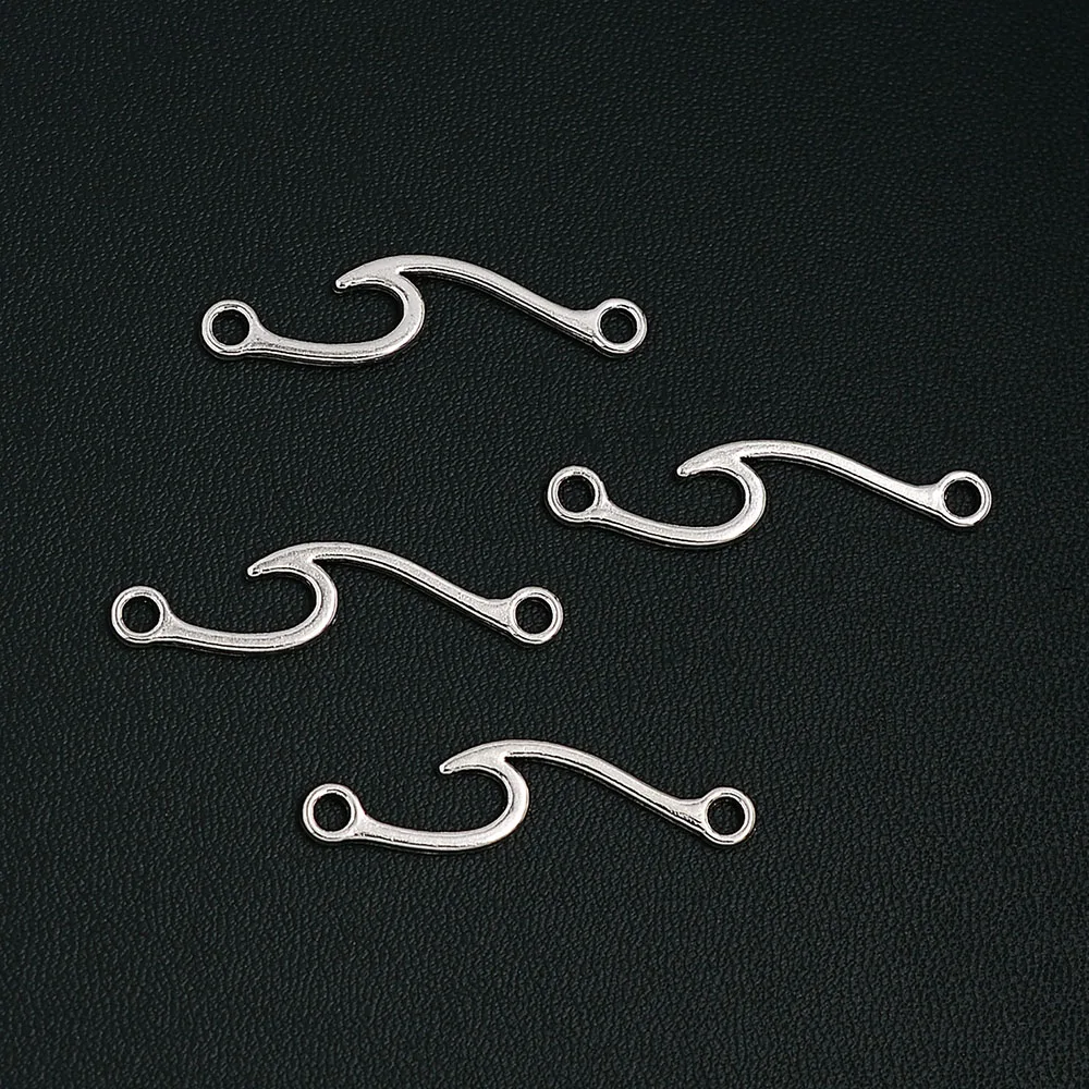30pcs/lot--9x33mm Ocean Wave Connectors Charms Pendants For Diy Jewelry Making Supplies Accessories Wholesale Bulk Items