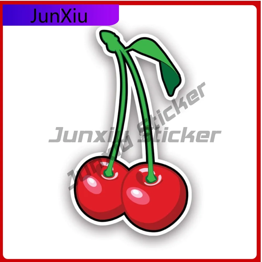 

Cherries With Leaf Sun Resistant Waterproof Funny For Car Window Rear Windshield Bumper No Residue Easy Apply Accessories