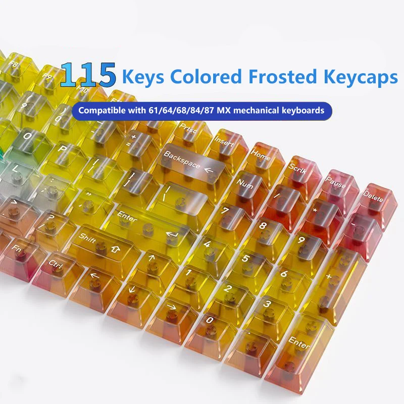 115 Keys Milk Grapes Jelly Cola Color Gradient Frosted Cherry Profile PC Keycaps for 61/68/87/108 MX Mechanical Keyboards view 6