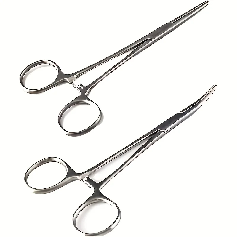 Durable stainless steel fishing tongs12.5cm/4.92inch, straight and angled , are essential tools for any angler