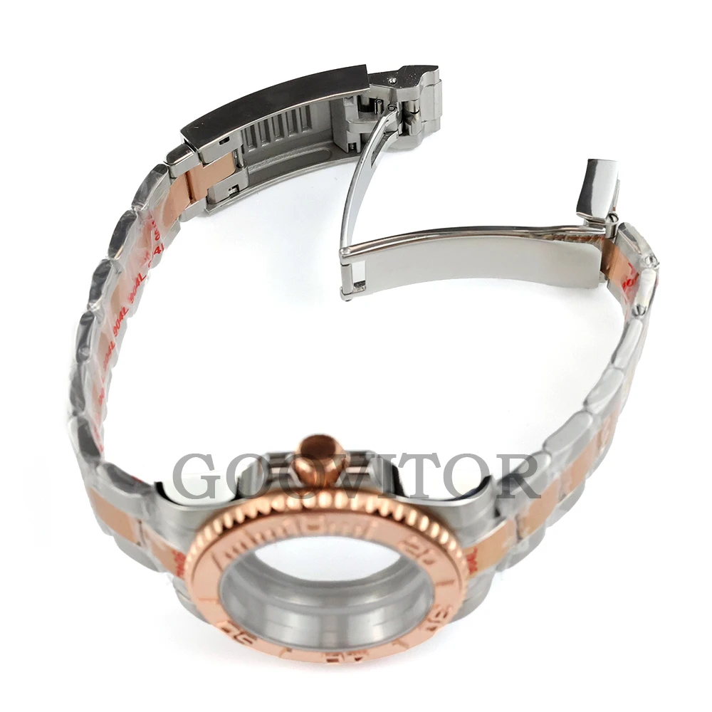 40mm Watch Case For Yacht-Master GMT NH34 NH35 NH36 Movement 28.5mm Dial Rose Gold Silver Submariner Case Polish Oyster Strap