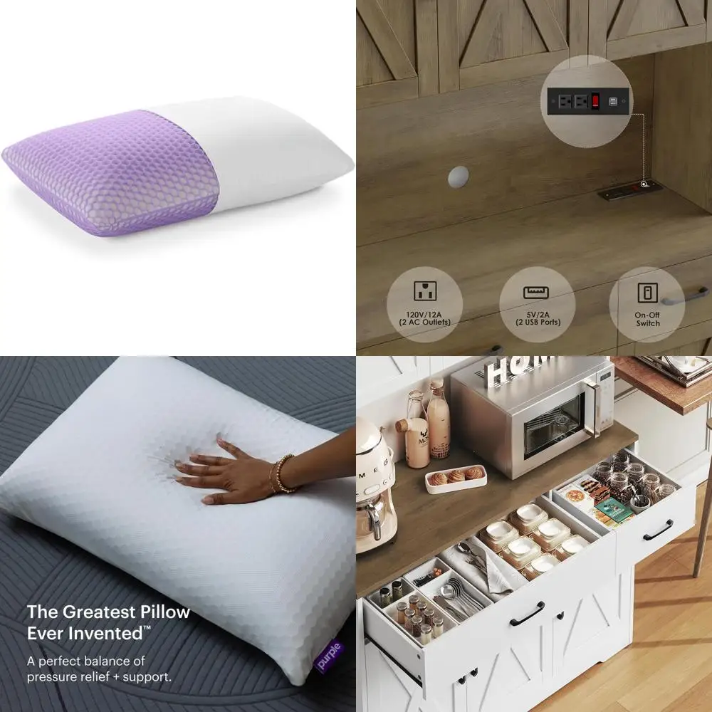 وسادة هارموني أرجوانية - ارتفاع قياسي، وسادة مريحة للغاية، شبكة سداسية 360 درجة ومركز تالالاي للضغط #1