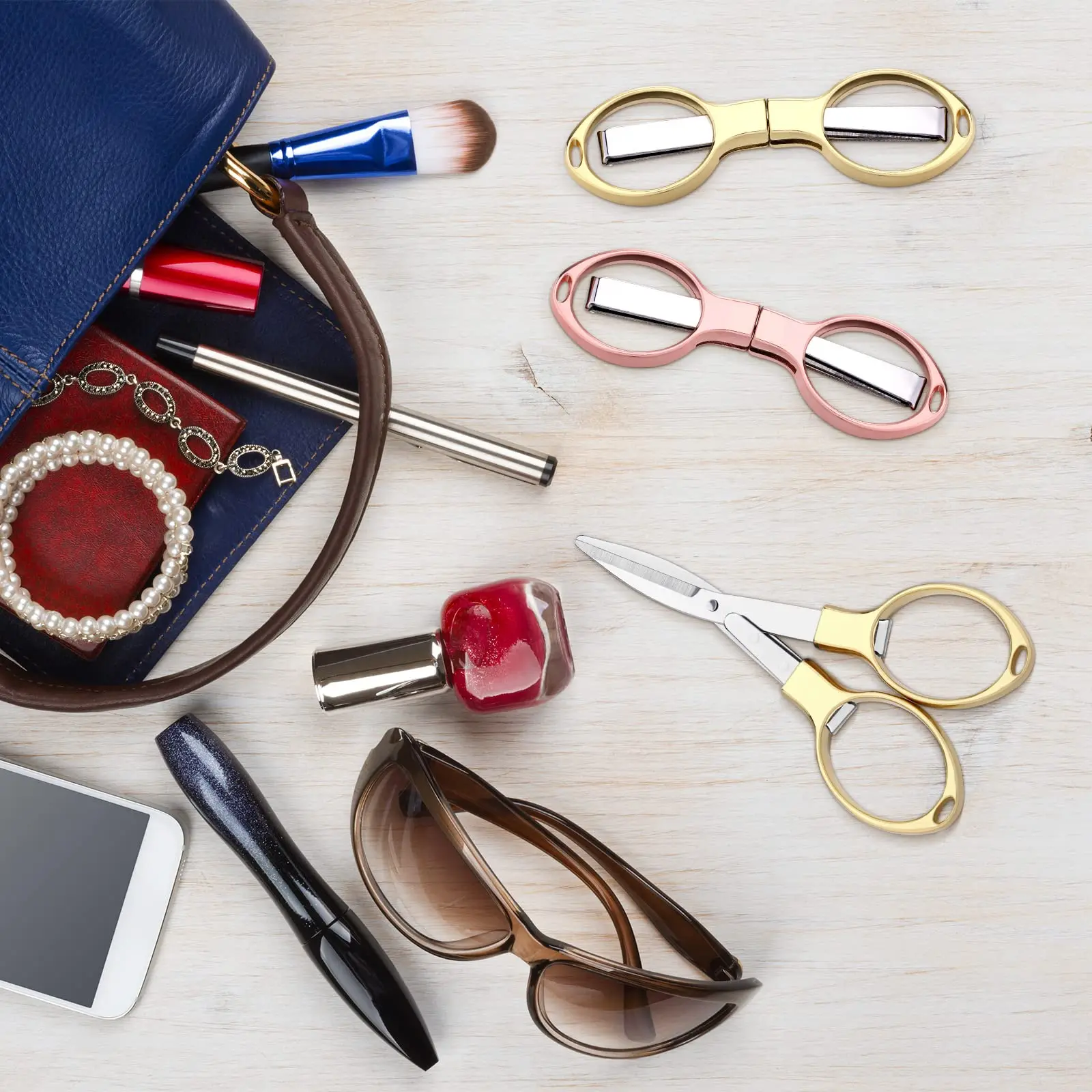 90 Piece Portable folding scissors, multi-functional eyeglass-shaped mini cutting machine for fishing line and yarn