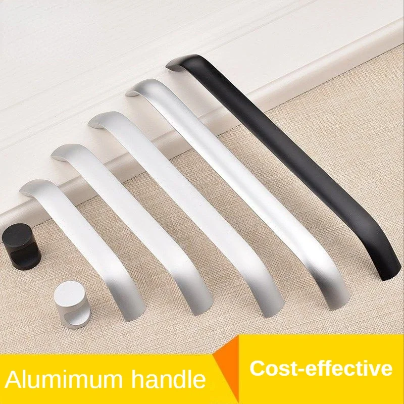 12 Stück Küchenmöbelgriffe, silberfarben, schwarz, halbkreisförmig, moderne Aluminium-Schubladengriffe für Möbelgriffe, Hardware