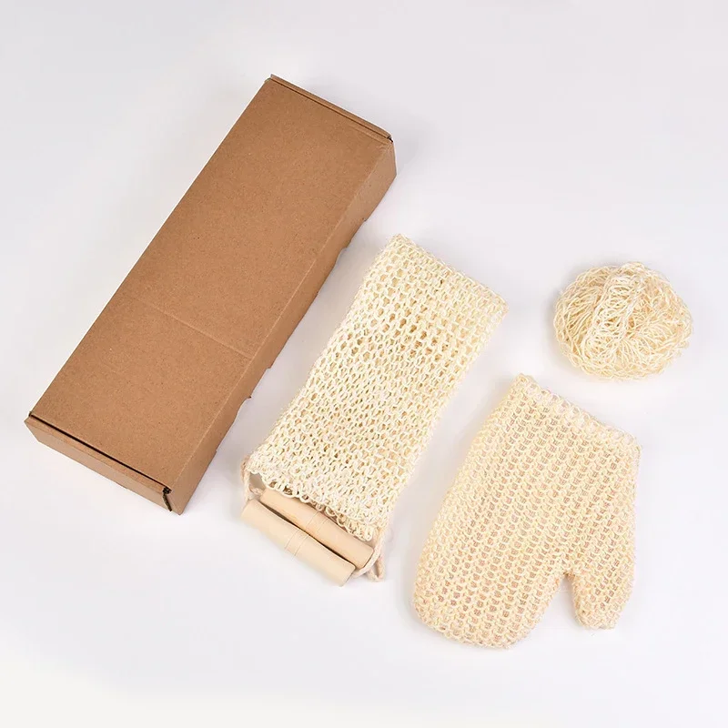 Ramie Jute Bath Towel Shower Towel Back Body Exfoliating Belt Shower Scrubber For Body Cleaning Bathroom Shower Strap