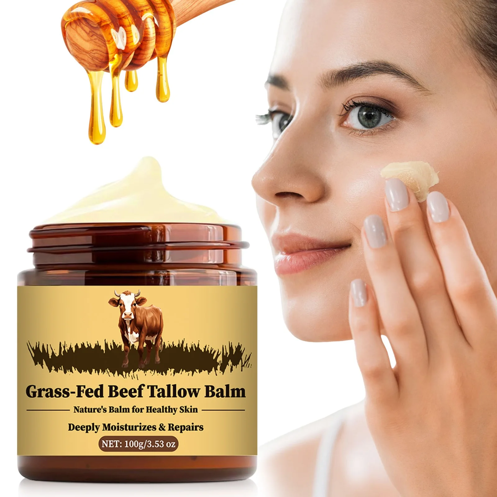 Crema Facial de cera de abejas Natural Tallow, 100/300/500g, hidratante duradero, calmante, reafirmante de la piel Facial, cuidado de la piel corporal
