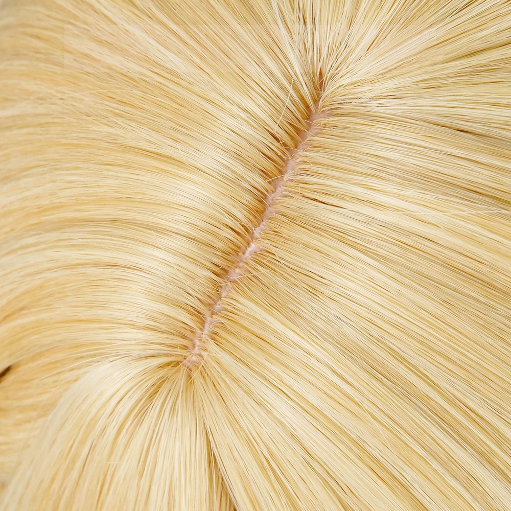 Picture 6: Long Straight Synthetic Blonde Wigs with Bangs Anime Game Cosplay Fluffy Wig Heat Resistant for Daily Party