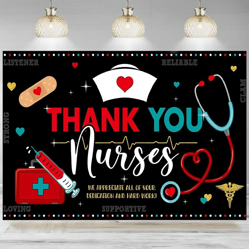 Nurse Party Decoration Nursing Themed Backdrop Banner Nurse Graduation Photographic Background Decor Doctors Themed Grad Party