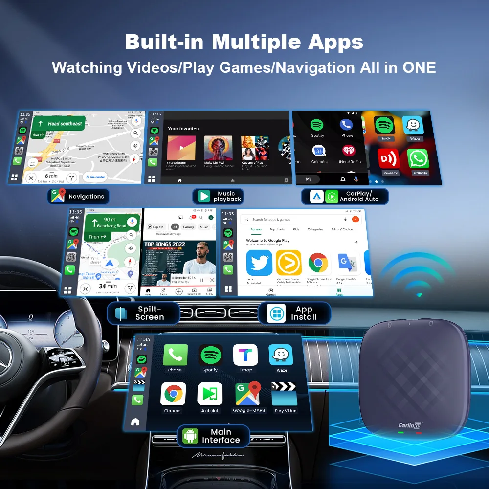 Car Tv Box Plus Carplay Ai Box Carlinkit 128GB Qcm6125 8 Core CarPlay Android Auto Wireless for Online Tv Netfilx Youtube IPTV
