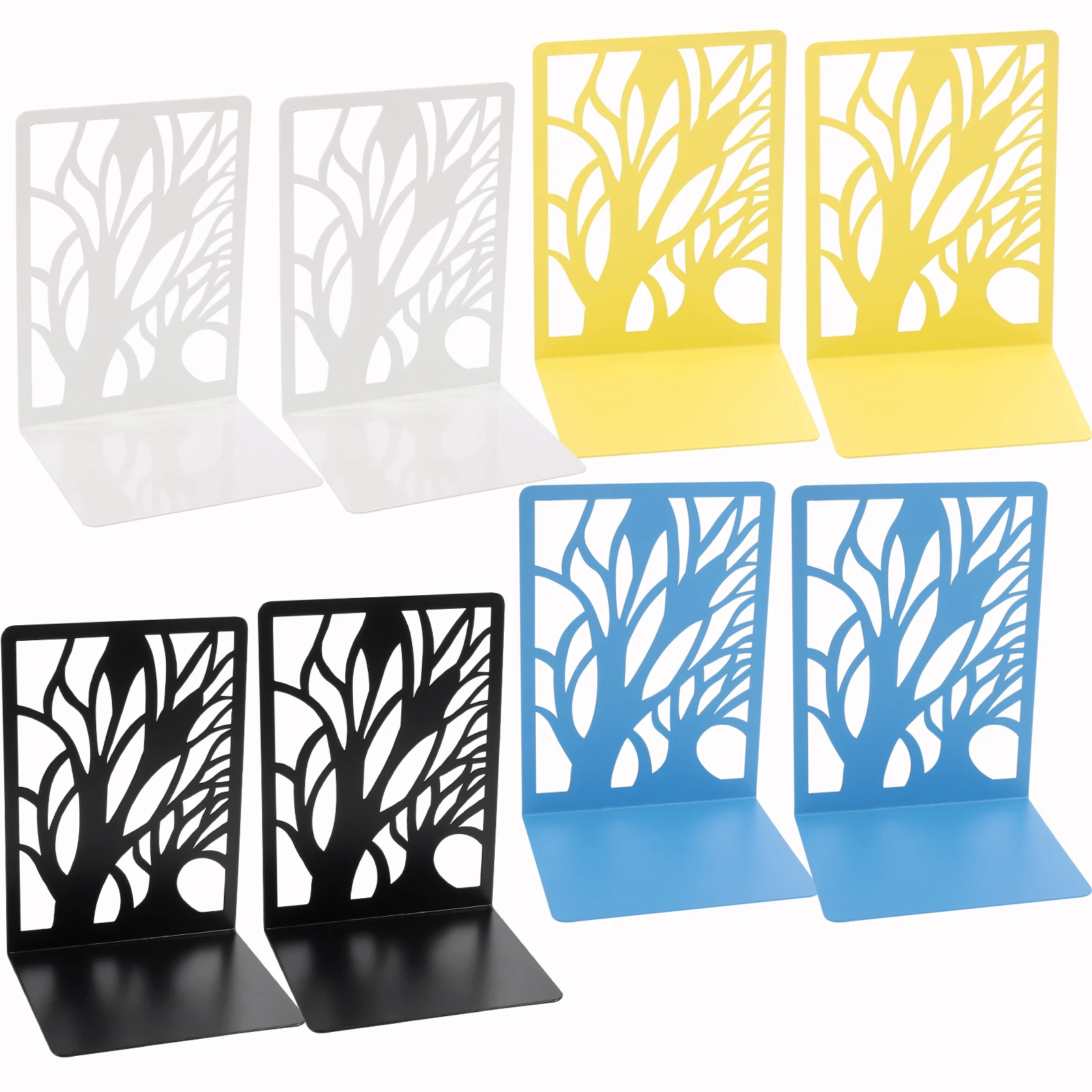 Hollow Shadow of The Trees Bookends Metal Abstract Creative Book Support Office Desk Decoration Book Storage Rack Retractable