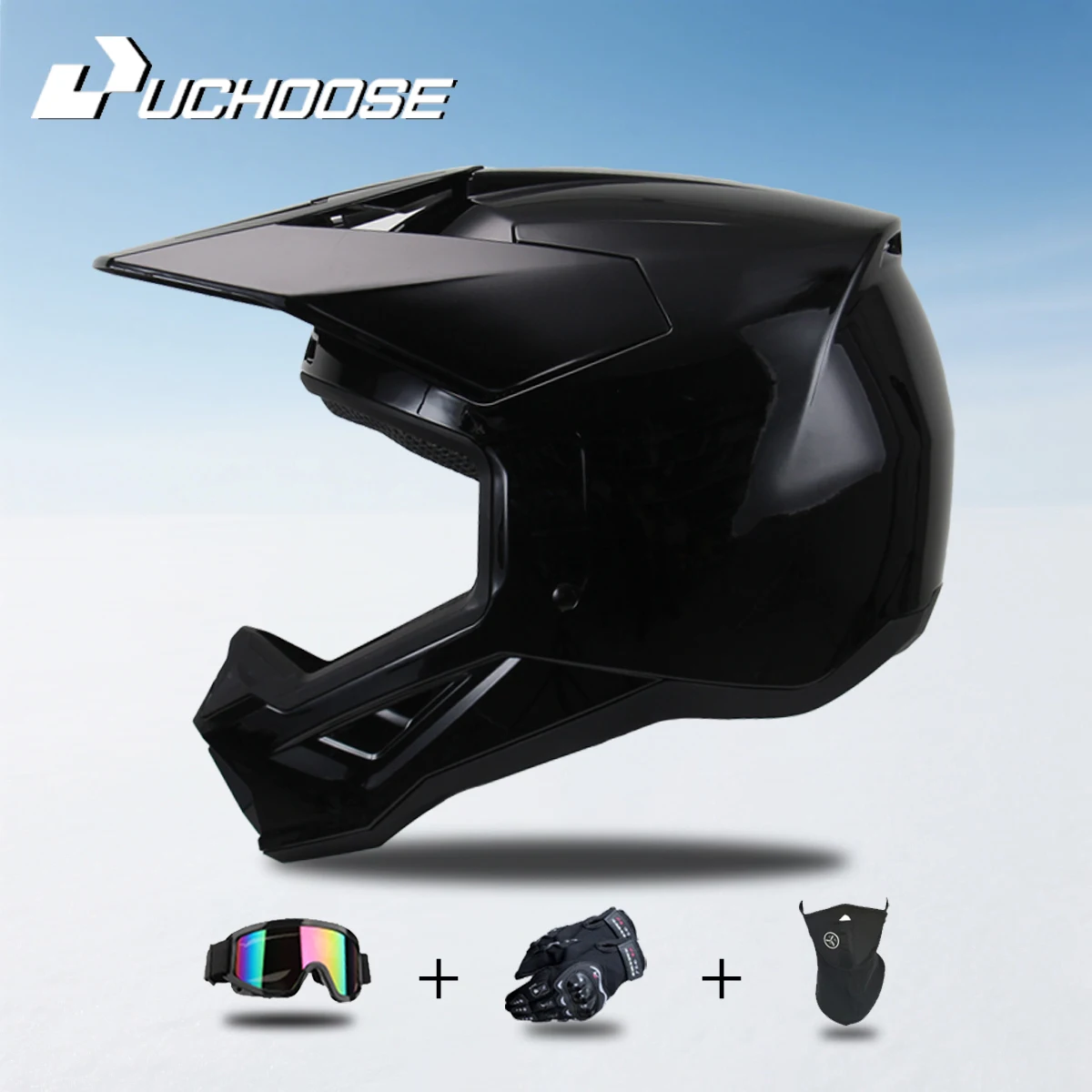 906-Motorcycle road helmet fully covered electric vehicle pulling full helmet mountain downhill all season Three-Piece Gift Set