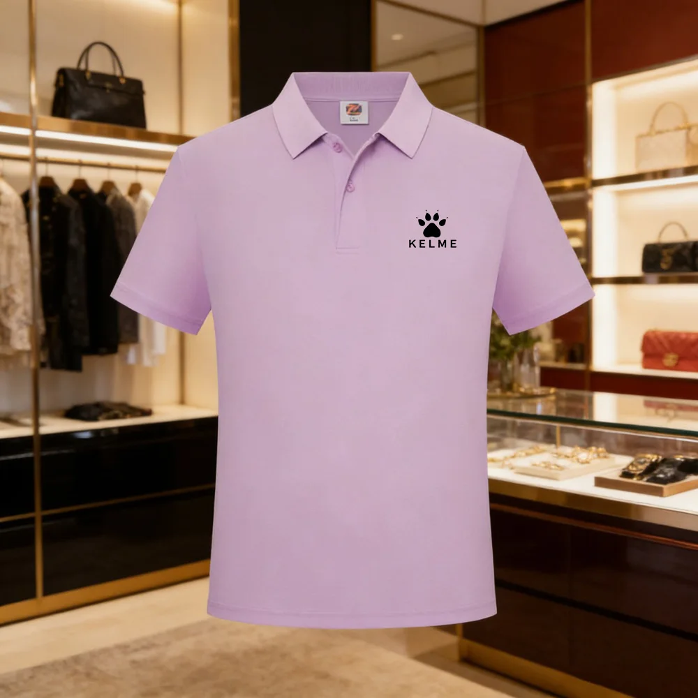 Polo Masculino KELME de Manga Curta para Golfe, Casual de Negócios, Moda com Detalhes em Pelúcia, Nova Coleção Verão 2026, Camiseta Polo Masculina para Golfe