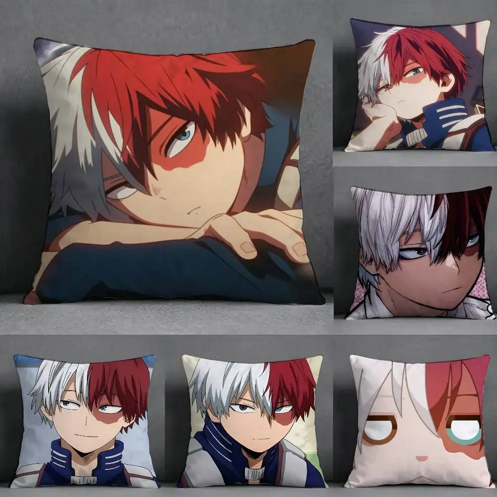 Cartoon Shoto T-Todoroki Pillow Case Square Double-Sided Sofa Cushion Cover Bedroom Bedside Pillow