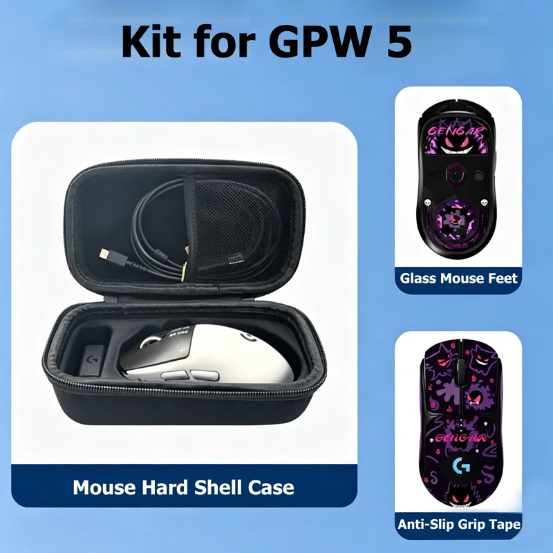 Mouse Accessory Set for Logitech GPW Gen 5 Anti-Slip Grip Tape,Mouse Feet Skates & Storage Case for GPW Gen 5 Gaming Mouse