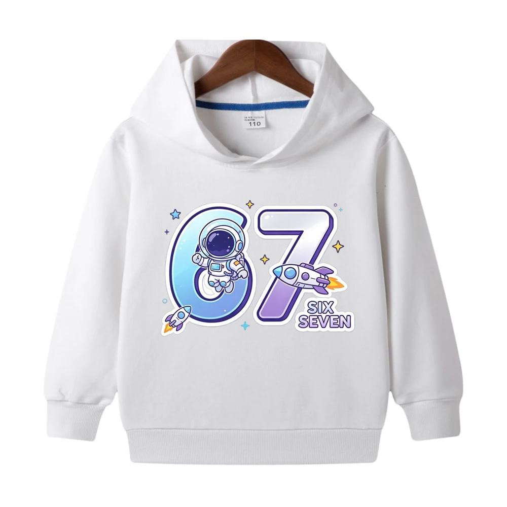 Kids Breathable Daily Hooded Sweatshirt Funny Six Seven 67 Print Autumn Boys Girls Casual Comfort Long Sleeve Pullover Tops