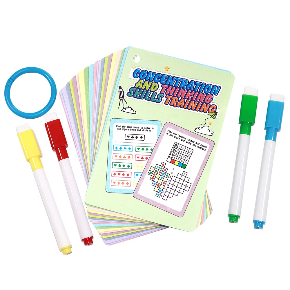 Math Games Reusable Flashcards with 4 Colors Erasable Pens Ideal For Math Learning and Skill Building Observation Correspondence