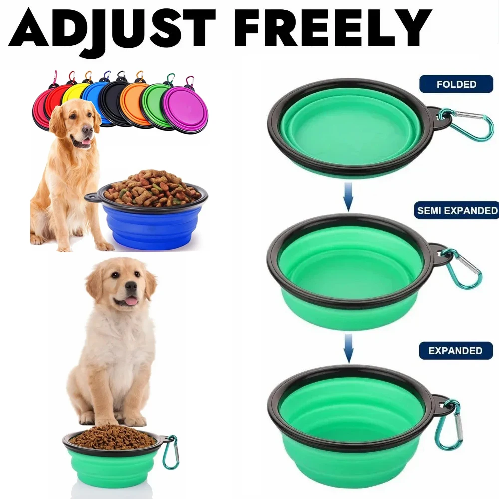

1pcs Portable Foldable Outdoor Camping Travel Pet Feeding and Drinking Bowl, with Mountain Buckle, Pet Bowl Not Easily Deformed
