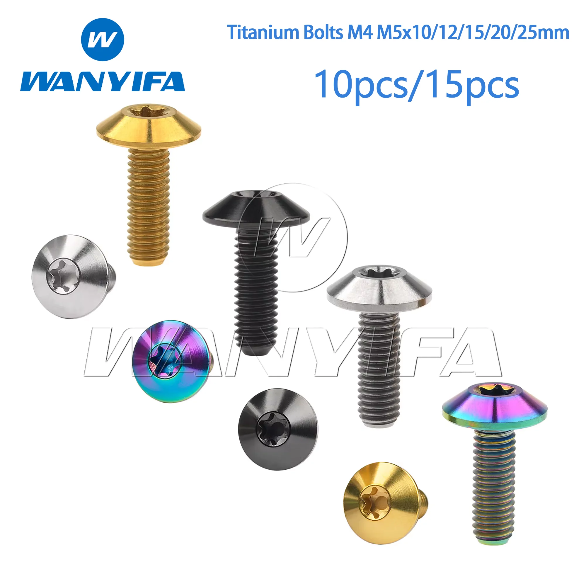 

Wanyifa Titanium Bolts M4 M5x10/12/15/20/25mm Torx T25 Head Screws for Bicycle And Motorcycle Parts Accessories 10pcs/15pcs