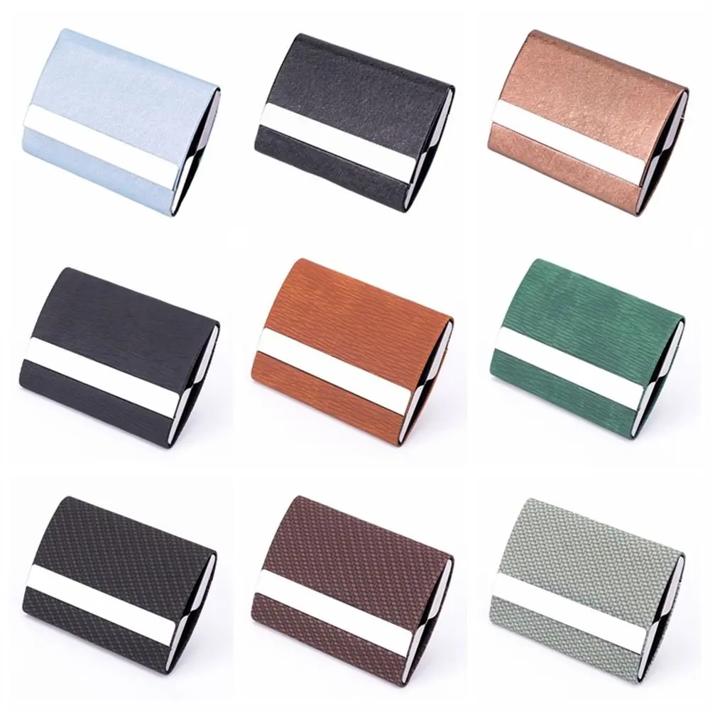 PU Leather Business Card Case Stainless Steel Slim Pocket Name Card Holder Multicolor Metal Wallet Credit Card Box Men Women