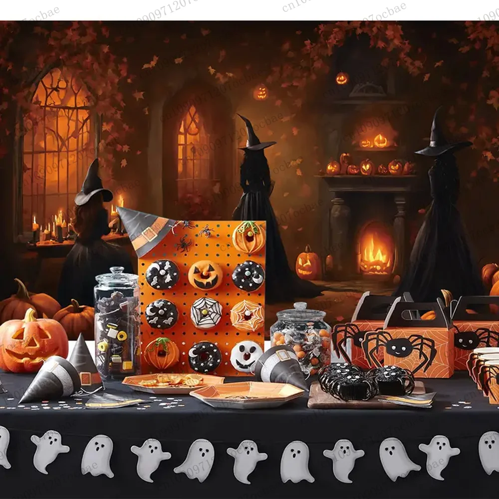 Witchy Halloween Event & Party Decorations - Spooky Easy to Hang Indoor And Outdoor Tapestry Horror Thriller Party Supplies