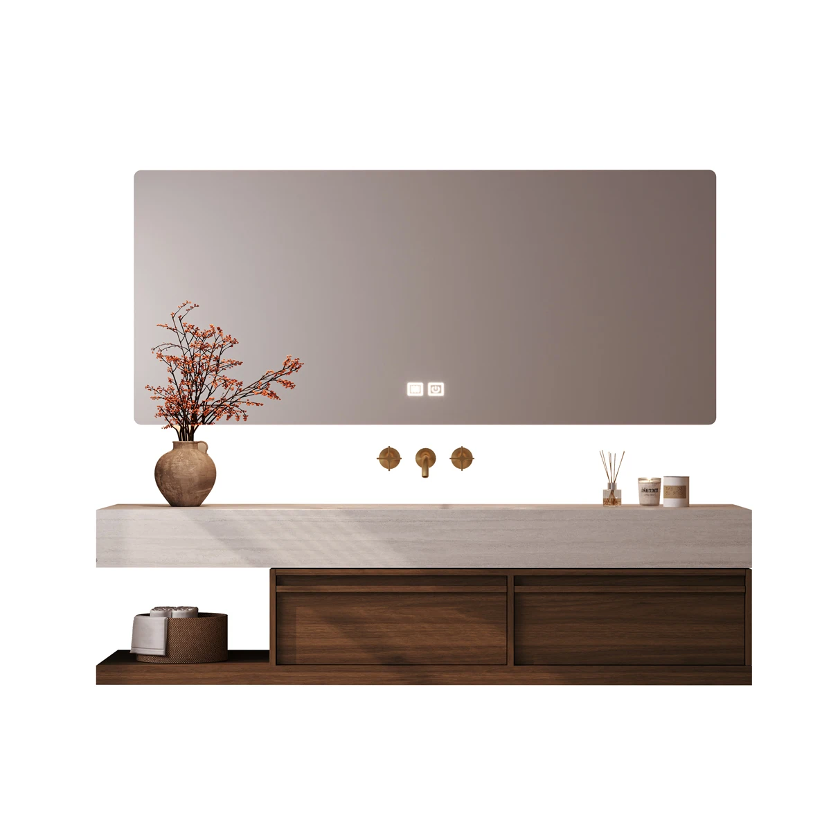 

HV-Best-selling Wall-mounted Wooden Storage Cabinet with Integrated Sink and Bathroom Cabinet*