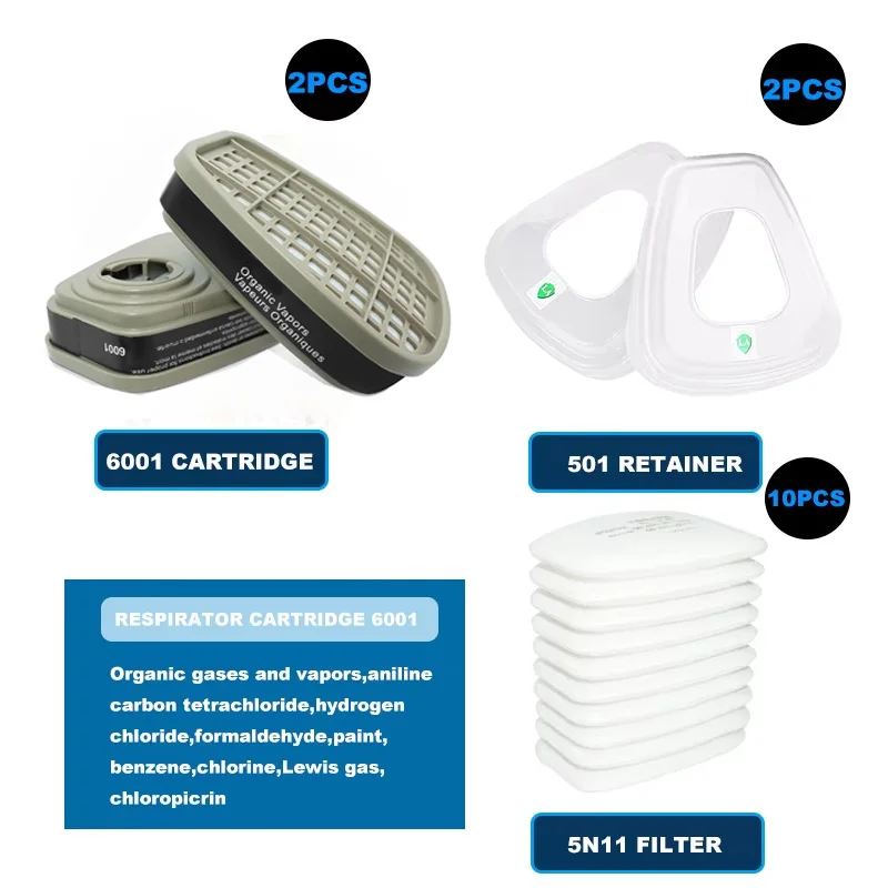 

6001 6006 Respirator Cartridge 5N11 Cotton Filter Set Replace For 3m Gas Mask 6200/6800/7502 Mask Accessories Painting