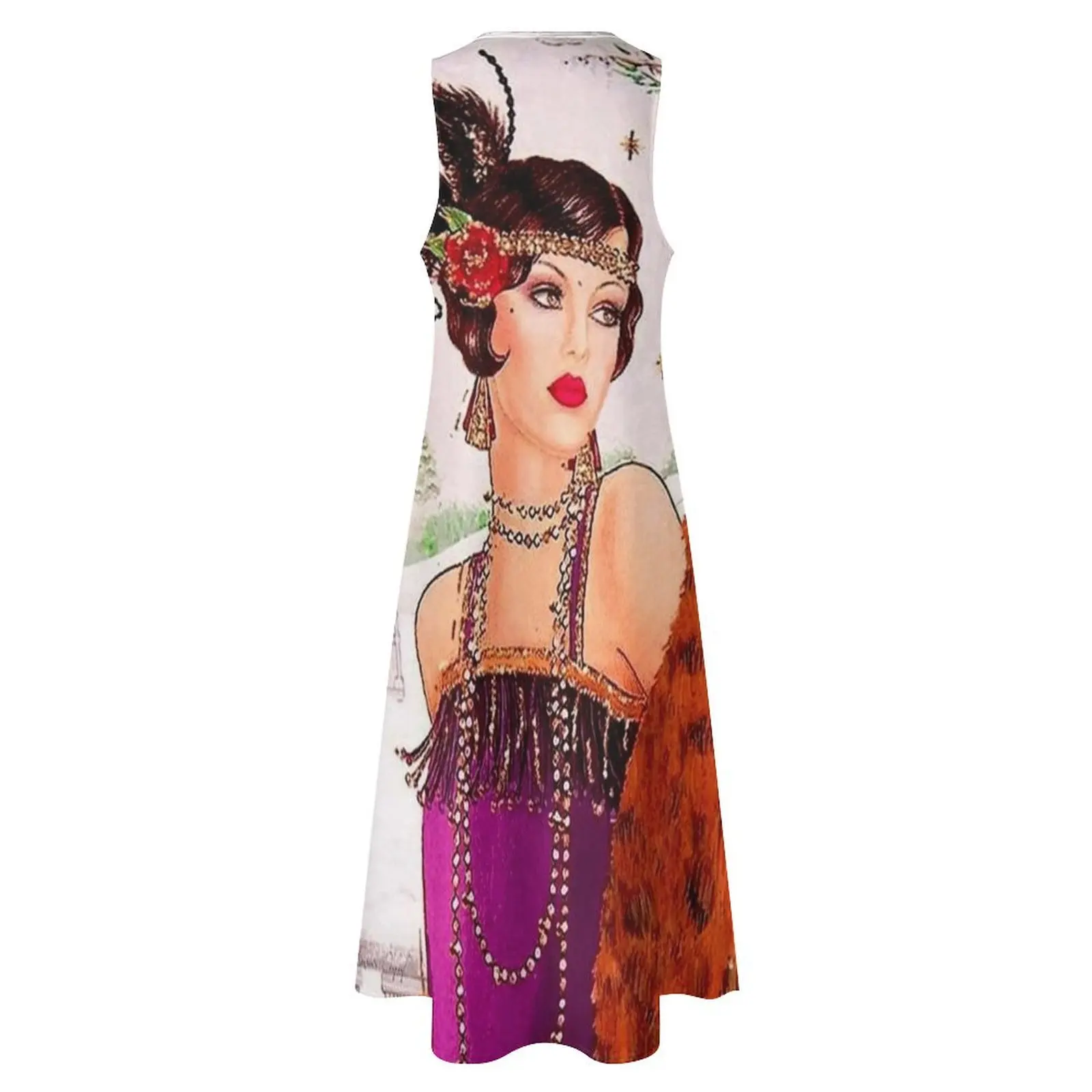 FLAPPER in PURPLE : Vintage 1925 Art Deco Print Long Dress women's clothing korea stylish Clothing female Dress