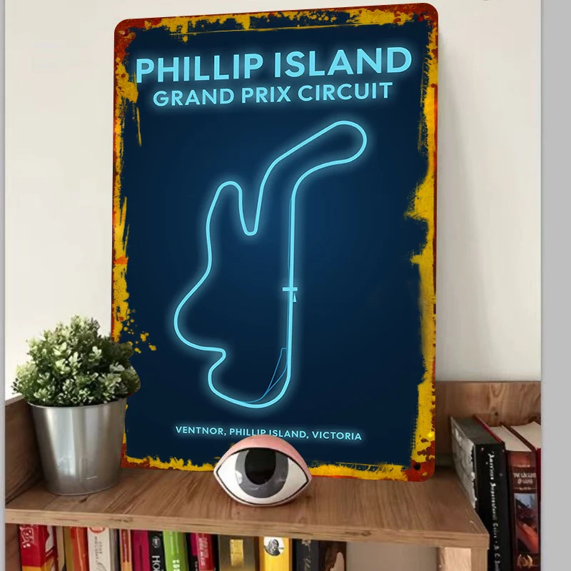 Phillip Island Grand Prix Circuit Neon Metal Wall Art Australia Racing Decor Home Decoration