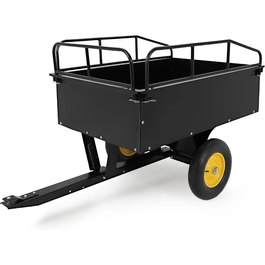 

Garden Utility Trailer 17 Cu. Ft and 750 LBS Capacity ATV UTV Hauling Trailer Tow Behind Steel Dump Cart Hand Pull or Foot Peda