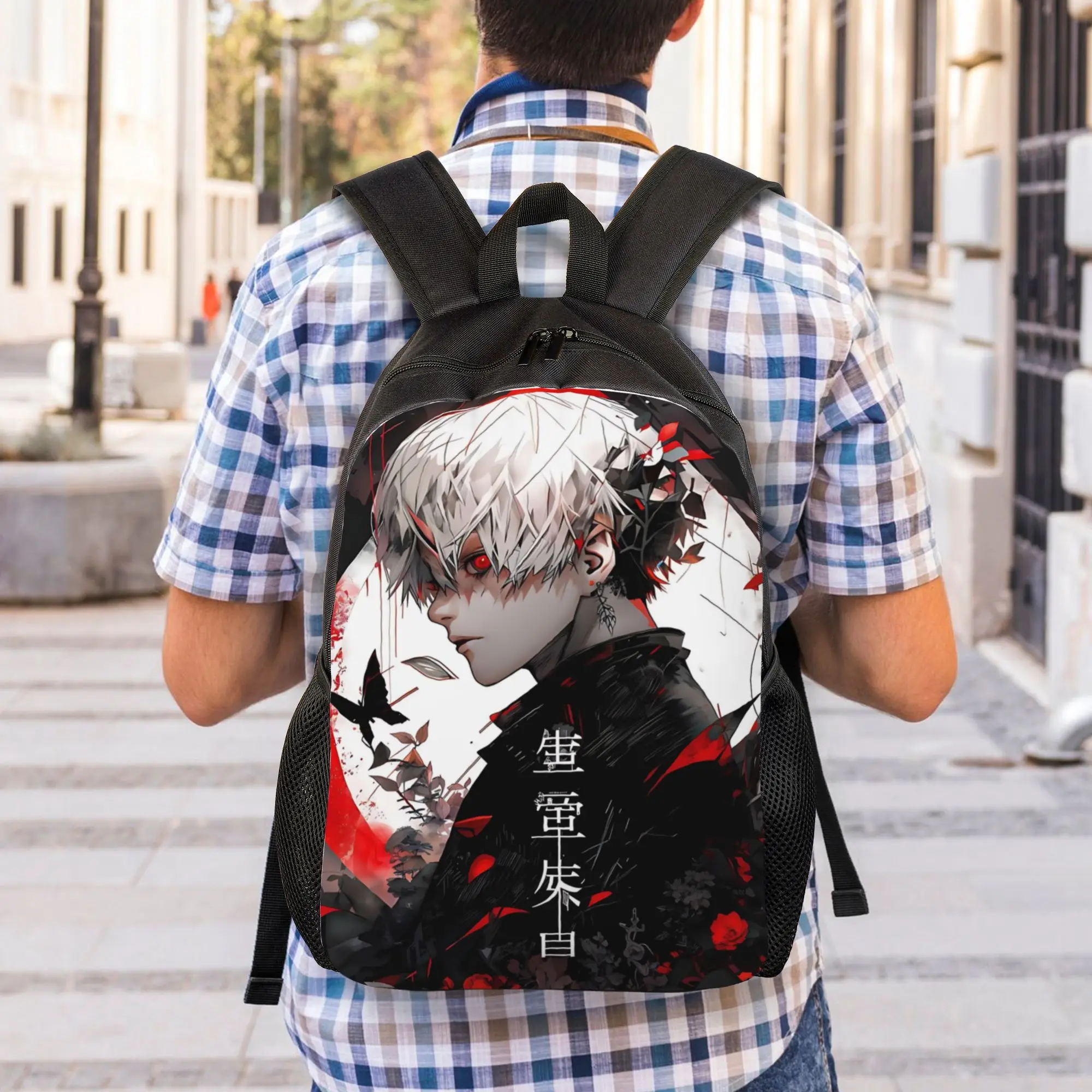 Fashion Halloween Tokyo Ghoul Kaneki Backpacks Its Bag Halloween Tokyo Ghoul Kaneki mochila Office Work Retro Washable Rucksack