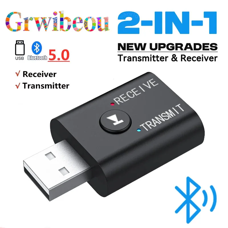 Mini USB Bluetooth 5.0 Adaptor 2 en 1 transmisi reseptor Bluetooth Audio Bluetooth Dongle inalbrico para ordenador portátil