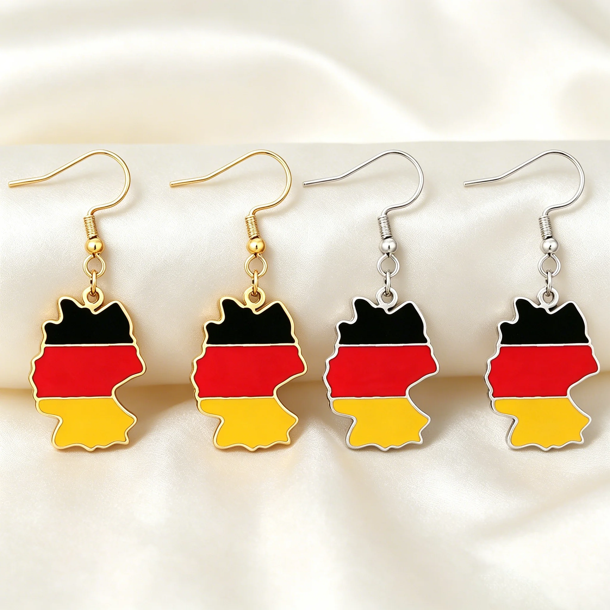 Colorful Enamel Germany Pendant Earrings Stainless Steel Vintage Ethnic Hypoallergenic Ear Hooks for Women Christmas Gift