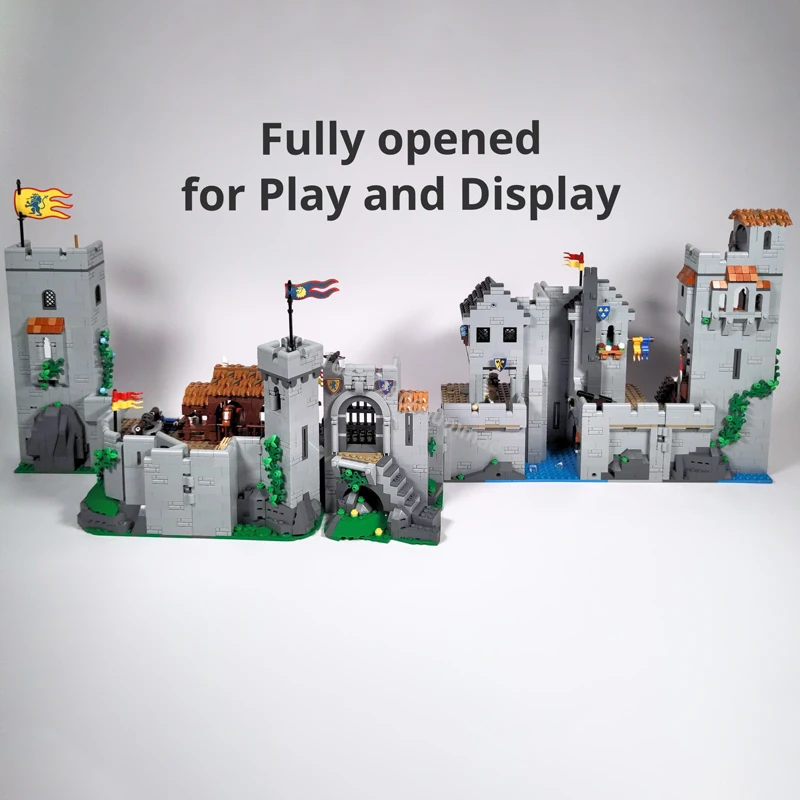 NEW Lion Knight Castle Building Blocks DIY Medieval Modular Street View Architecture Bricks Children Toys Birthday Gifts 10305-B