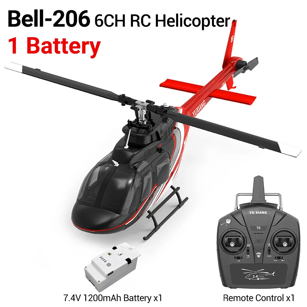 YU XIANG RC Airplane 2.4G 6CH Aileronless Simulation Bell-206 Helicopter Brushless Motor 6-Axis Gyro 120M Adult Children's Toys