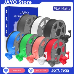 JAYO PLA Matte 3D Printer Filament 1.75mm+/-0.02mm 5 Rolls 100% No Bubble Non-toxic3D Printing Materials for 3D Printer& Pen