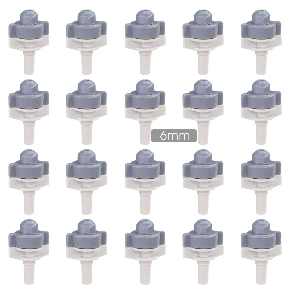 20PCS OD-6mm Spray Head Sprinklers Atomizing Irrigation Nozzle for Greenhouse Misting Cooling Watering System Garden Accessories