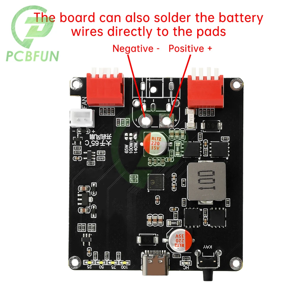 2-6S 140W Bidirectional Fast Charger Module High Power Lift Voltage Li-Ion Battery Charger Board IP2366 Auto Temperature Control