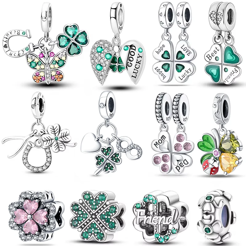 

My order 2025 plata de ley 925 Lucky Clover Charm Beads Fit Original Brand 3mm Sterling Silver Bracelet DIY Ladies Birthday Gift