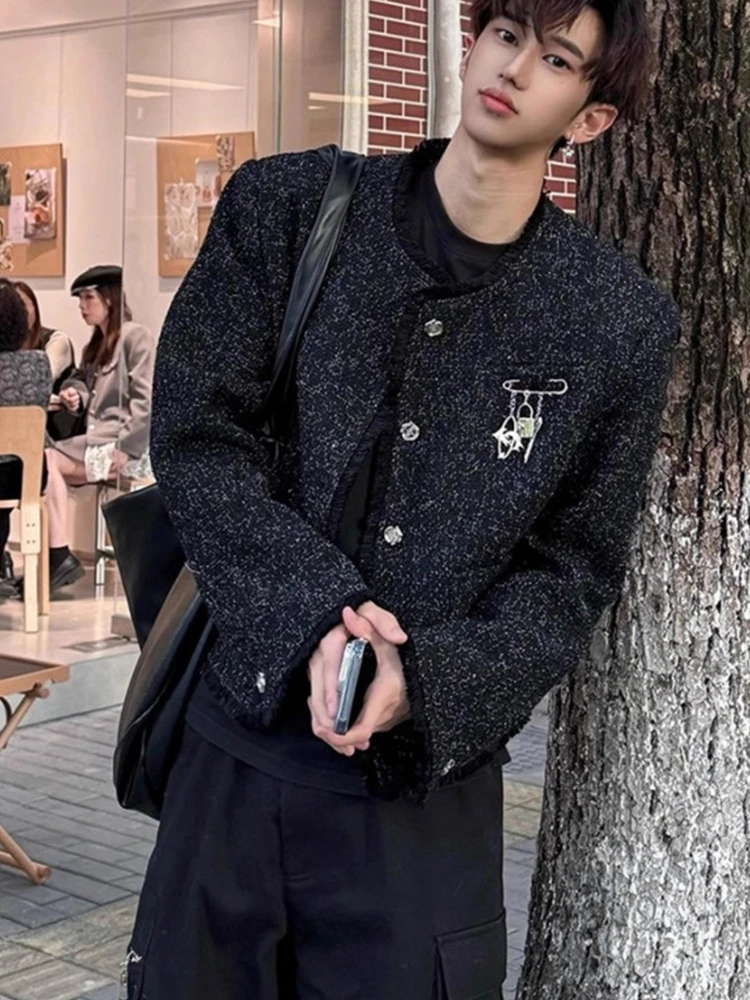 

Men's Fall Short Blazer Jacket Chic Trendy Elegant Shoulder Pads Edgy-Chic Spring Fall Long Sleeve Clean Fit Luxury Outerwear