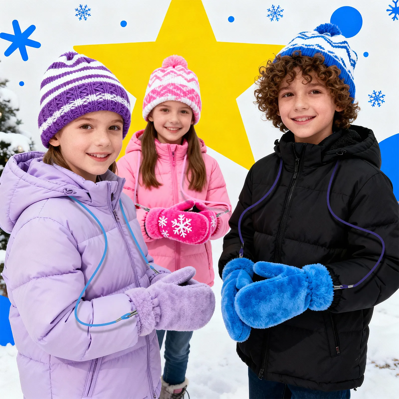 

Набор из 3-х клипс для перчаток для детей: легкие страховочные шнурки для варежек с пряжкой для катания на лыжах и сноуборде