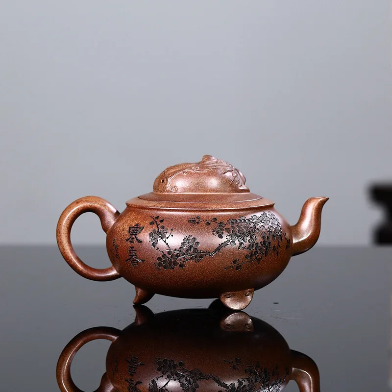 Handmade Made-To-Order Jiufuzhenxiang High-Quality Traditional Wood-Fired Clay Tea Set Decorated By National Master Artisans