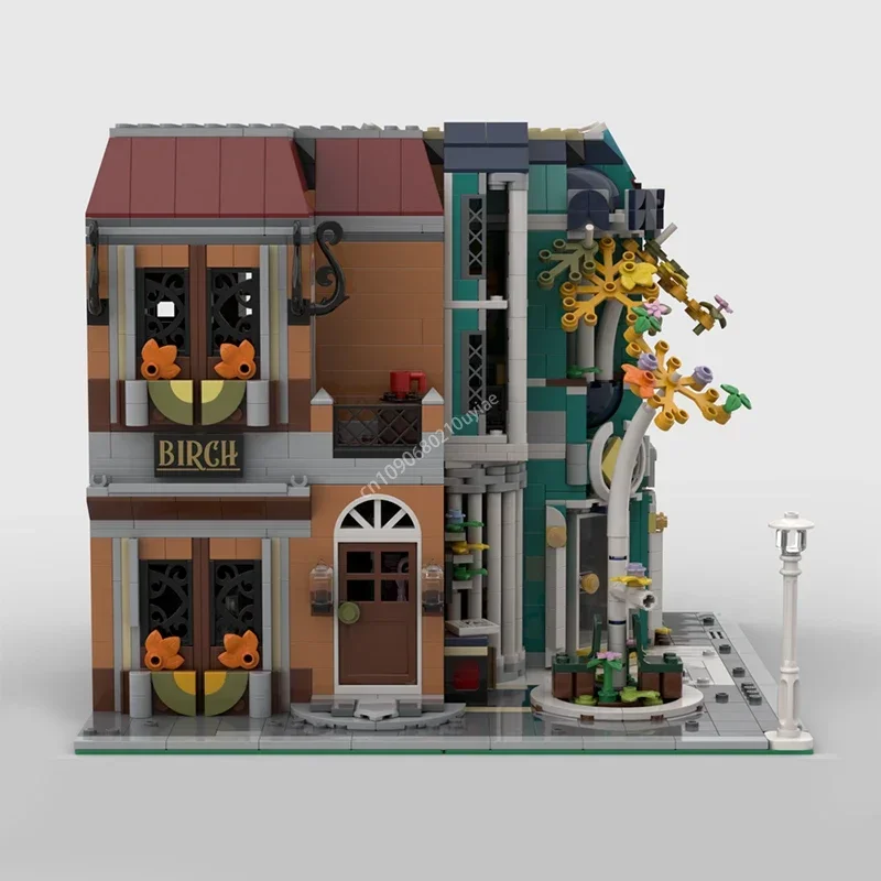 2045PCS Birke Kunst Antike Ecke Modulare Kreative Street View Modell Baustein Architektur DIY Modell präsentiert MOC-10270