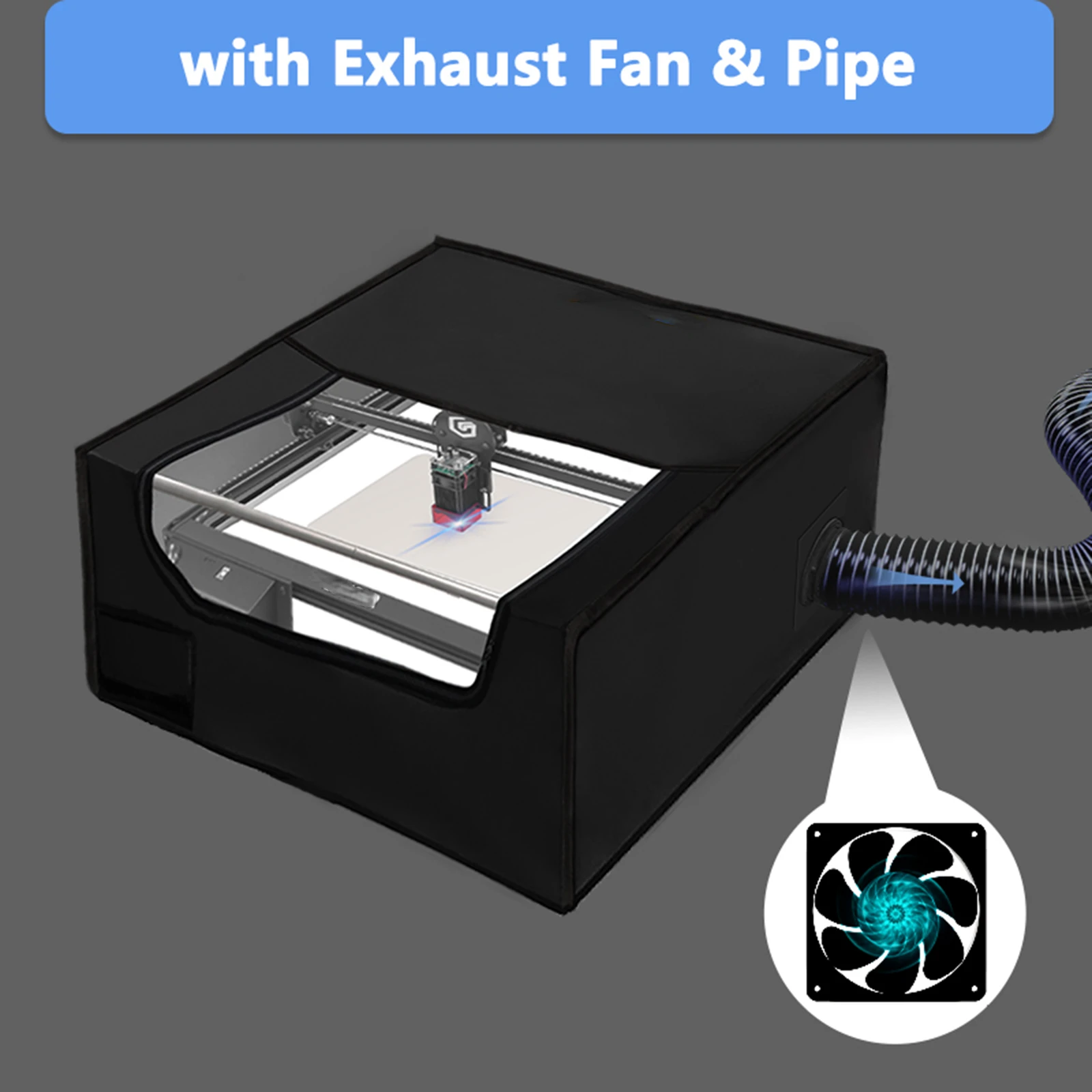 Laser Power Tool Accessories Enclosure for Longer Laser Engraver Ray5 for All Powers of Ray5 with Exhaust Fan Pipe Exhaust Air